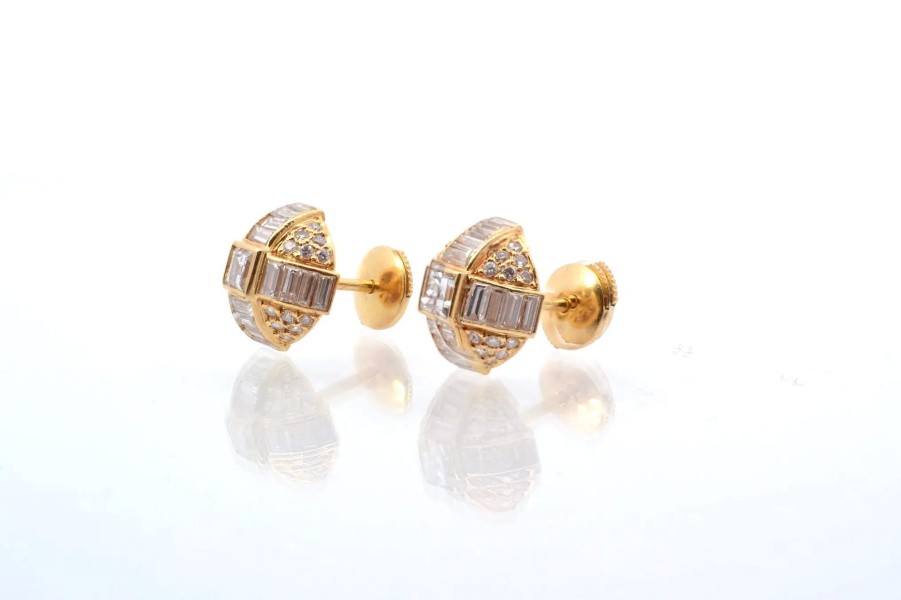 Bottazzi Blondeel Boucles D'Oreilles Diamants En Or Jaune 18K Boucles D'Oreilles