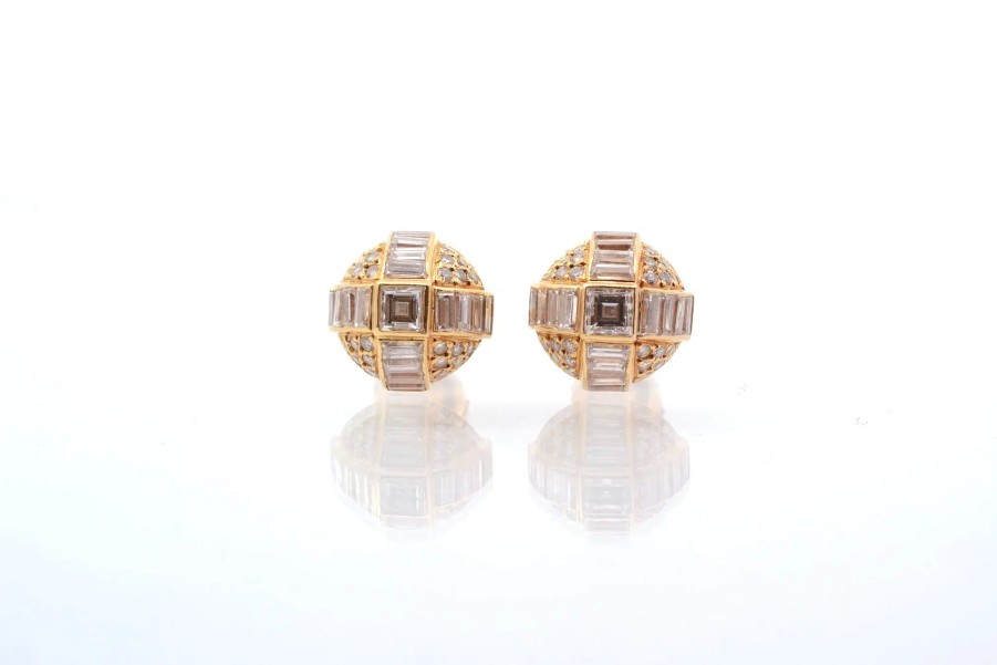 Bottazzi Blondeel Boucles D'Oreilles Diamants En Or Jaune 18K Boucles D'Oreilles