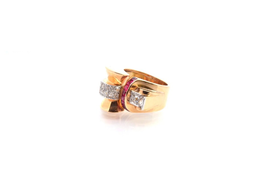 Bottazzi Blondeel Bague Tank D'Occasion Rubis Et Diamants Bagues Vintage Et De Creation