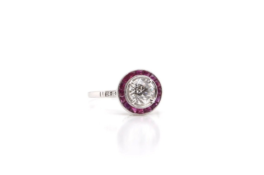 Bottazzi Blondeel Bague Rubis Et Diamants En Or Blanc 18K Solitaire Diamants