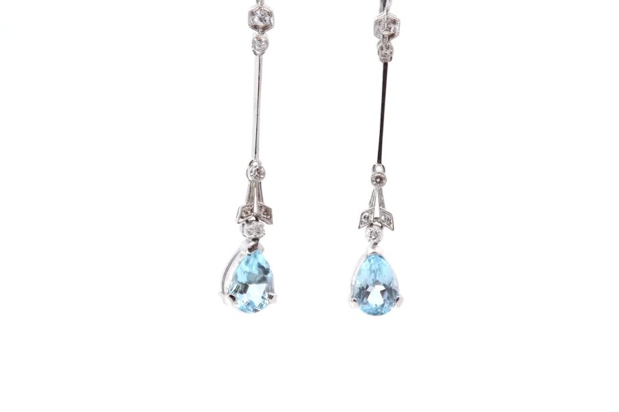 Bottazzi Blondeel Boucles D'Oreilles Aigues Marine Et Diamants Boucles D'Oreilles