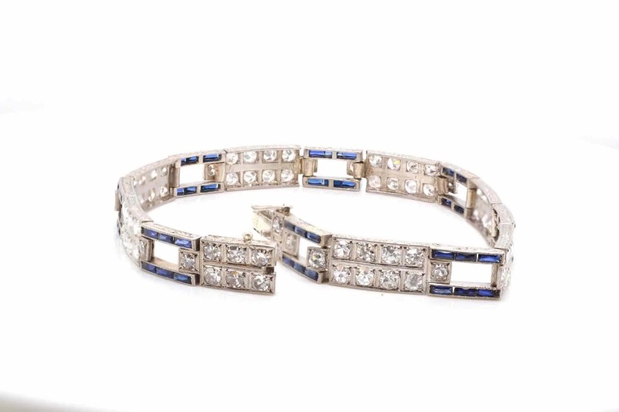 Bottazzi Blondeel Bracelet Art Deco Diamants Et Saphirs Syntetiques Bracelets