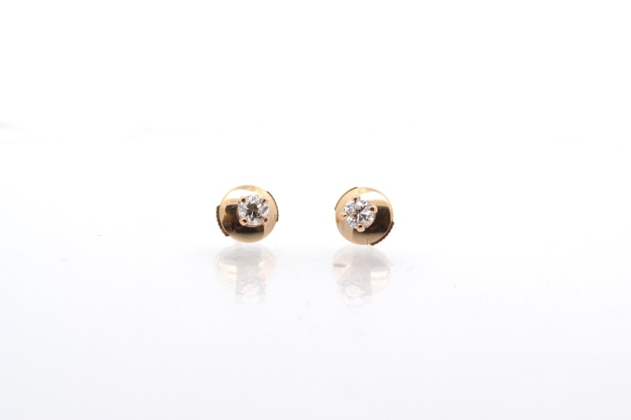 Bottazzi Blondeel Boucles D'Oreilles Puces Diamant En Or Jaune 18K Boucles D'Oreilles