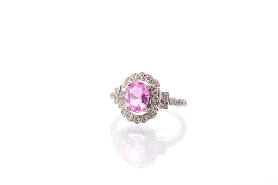 Bottazzi Blondeel Bague Saphir Rose Et Diamants En Or 18K Bagues Vintage Et De Creation