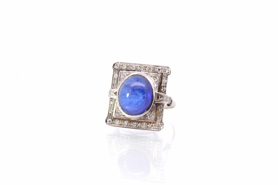 Bottazzi Blondeel Bague Tanzanite Cabochon Et Diamants Bagues Vintage Et De Creation