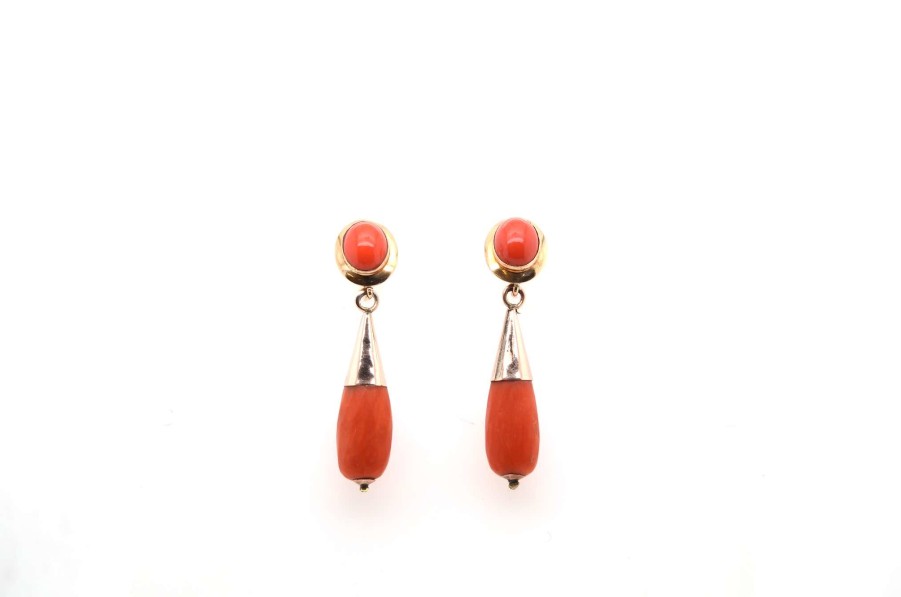 Bottazzi Blondeel Boucles Corail En Or Jaune 18K Boucles D'Oreilles