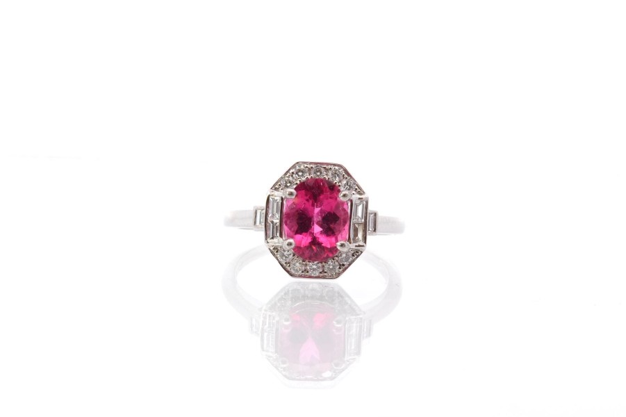 Bottazzi Blondeel Bague Tourmaline Et Diamants En Or Blanc Bagues Vintage Et De Creation