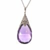 Bottazzi Blondeel Pendentif 1900 Amethyste Et Diamants En Or Et Platine Colliers