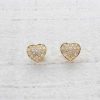 Bottazzi Blondeel Boucles D'Oreilles Coeurs Diamants En Or Jaune 18K Boucles D'Oreilles