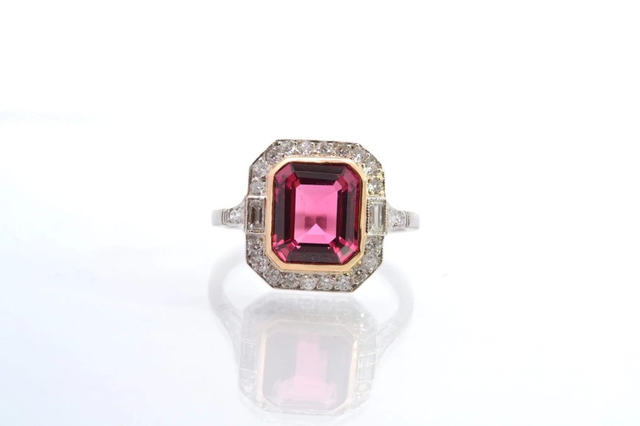 Bottazzi Blondeel Bague Vintage Tourmaline Et Diamants En Platine Bagues Vintage Et De Creation