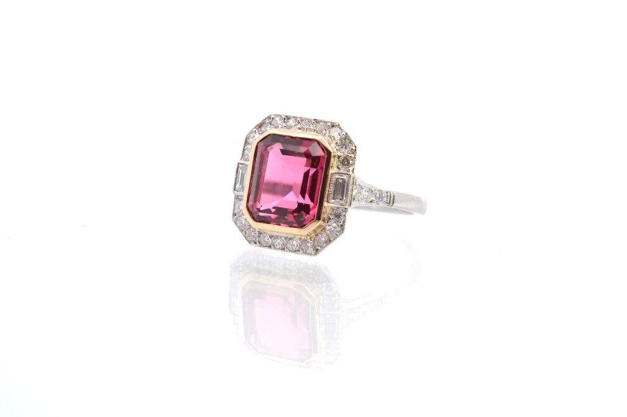 Bottazzi Blondeel Bague Vintage Tourmaline Et Diamants En Platine Bagues Vintage Et De Creation