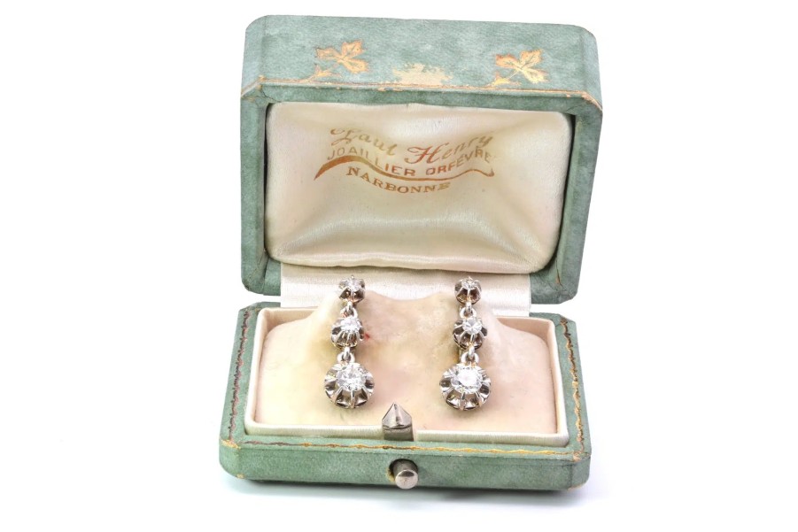 Bottazzi Blondeel Dormeuses Diamants Des Annees 1930 Boucles D'Oreilles