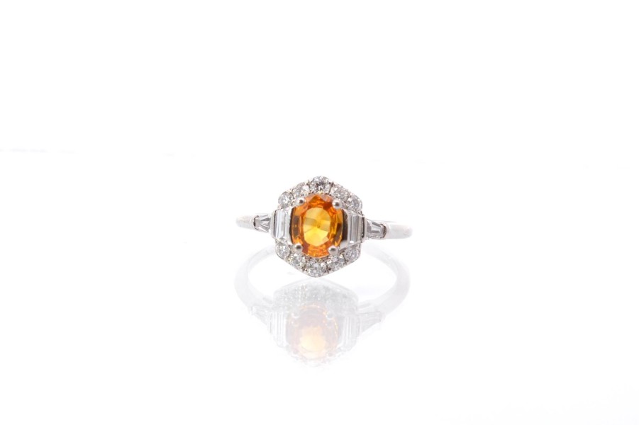 Bottazzi Blondeel Bague Saphir Jaune Et Diamants En Or Blanc Bagues Vintage Et De Creation