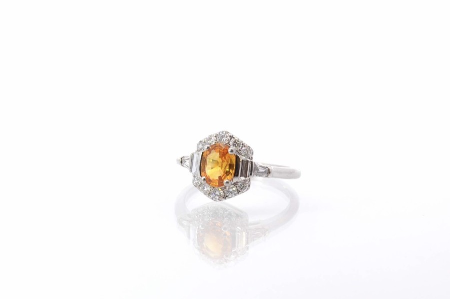 Bottazzi Blondeel Bague Saphir Jaune Et Diamants En Or Blanc Bagues Vintage Et De Creation