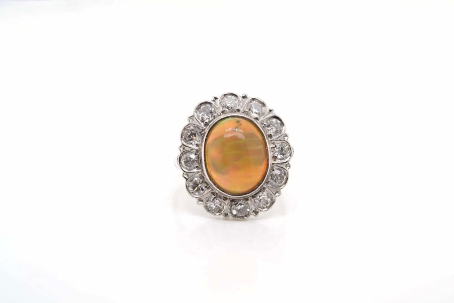 Bottazzi Blondeel Bague Opale Et Diamants En Or 18K Bagues Vintage Et De Creation