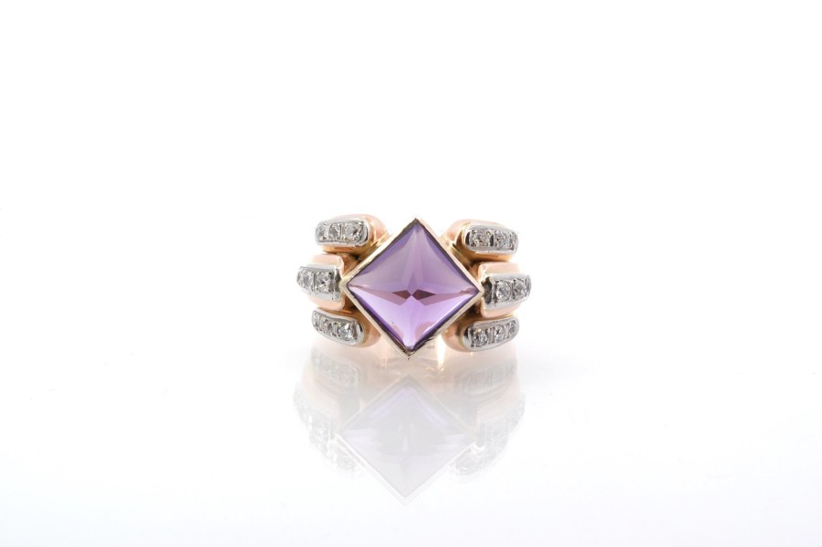 Bottazzi Blondeel Bague 1950 Amethyste Et Diamants Bagues Vintage Et De Creation