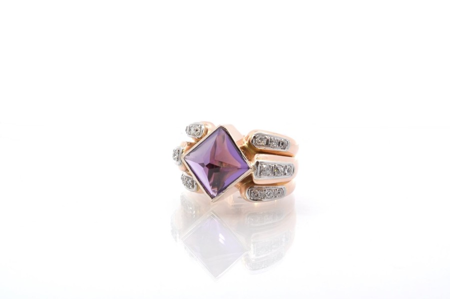 Bottazzi Blondeel Bague 1950 Amethyste Et Diamants Bagues Vintage Et De Creation