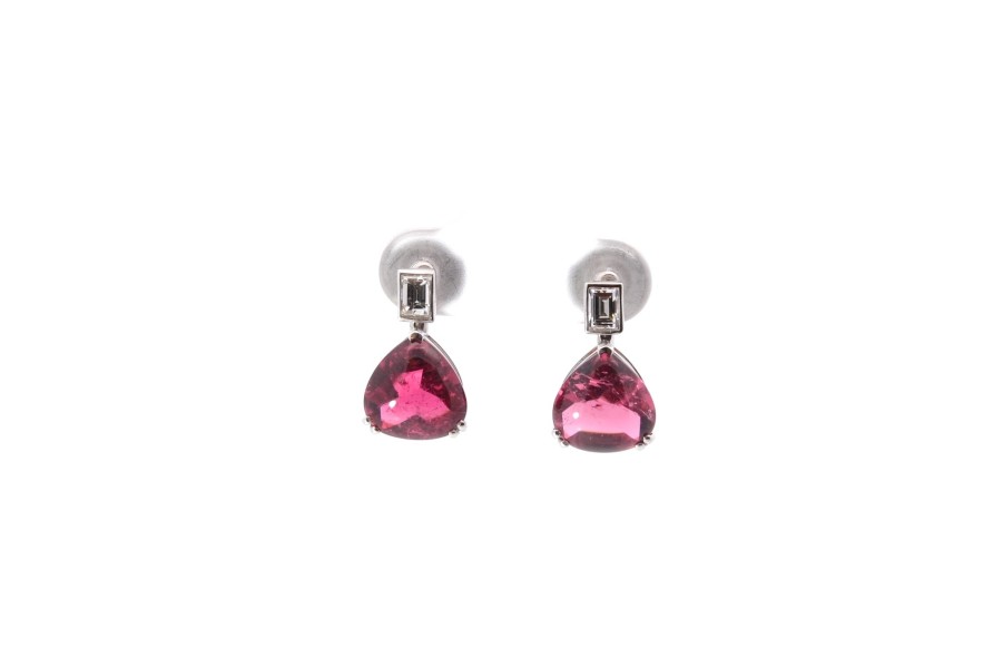 Bottazzi Blondeel Boucles D'Oreilles Tourmalines Et Diamants En Or Blanc Boucles D'Oreilles