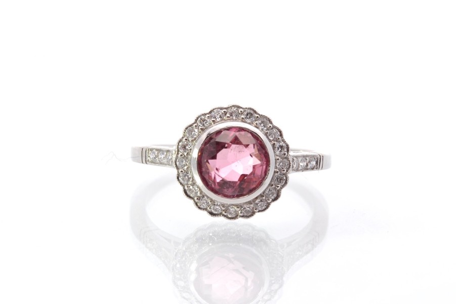 Bottazzi Blondeel Bague Tourmaline De 1, 35 Cts Et Diamants En Platine Bagues Vintage Et De Creation