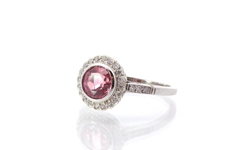 Bottazzi Blondeel Bague Tourmaline De 1, 35 Cts Et Diamants En Platine Bagues Vintage Et De Creation