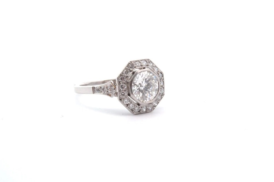 Bottazzi Blondeel Bague Art Deco Octogonale Diamants Bagues Art Deco