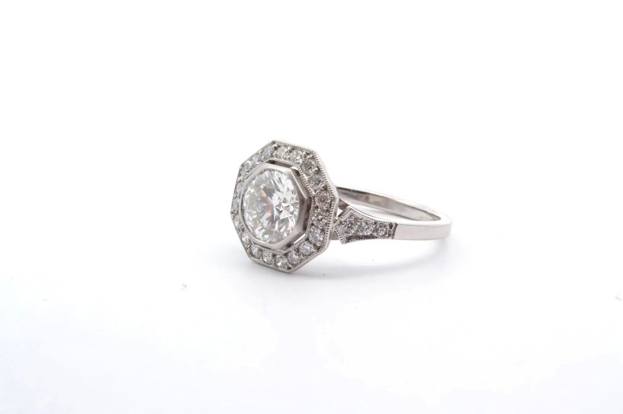 Bottazzi Blondeel Bague Art Deco Octogonale Diamants Bagues Art Deco