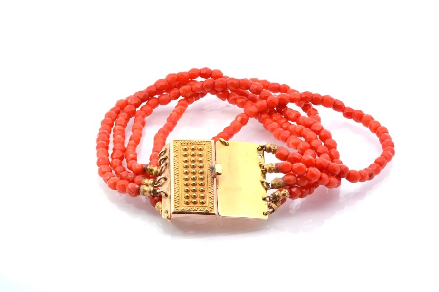 Bottazzi Blondeel Bracelet Corail 5 Rangs Fermoir Or 18K Bracelets