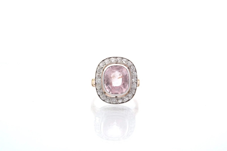 Bottazzi Blondeel Bague Saphir Rose Et Diamants En Or Rose Et Platine Bagues Vintage Et De Creation