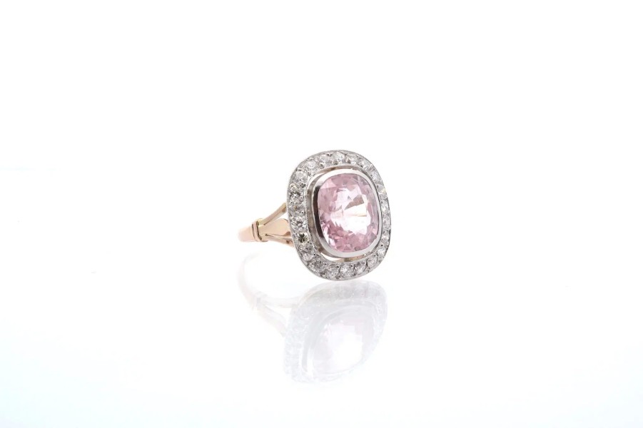 Bottazzi Blondeel Bague Saphir Rose Et Diamants En Or Rose Et Platine Bagues Vintage Et De Creation