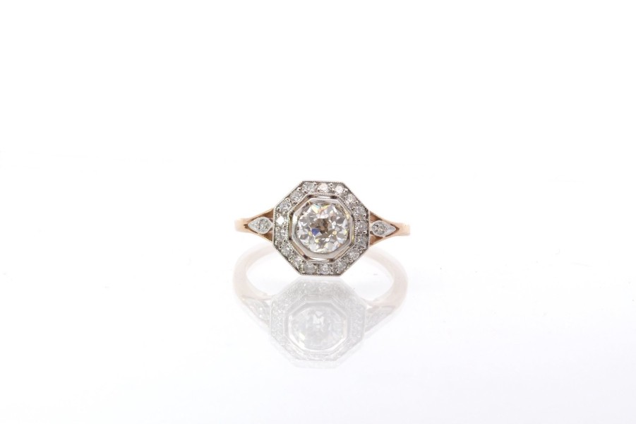 Bottazzi Blondeel Bague Diamant 0,88 Ct I/Si2 En Or Et Platine Bagues Art Deco