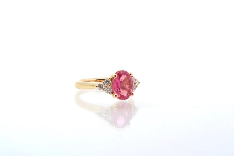 Bottazzi Blondeel Bague D'Occasion Tourmaline Et Diamants En Or Jaune 18K Bagues Vintage Et De Creation