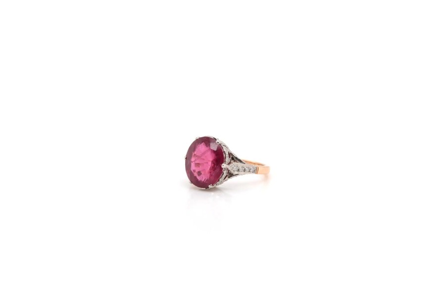 Bottazzi Blondeel Bague Sertie D'Un Rubellite En Or 18K Et Platine Bagues Vintage Et De Creation