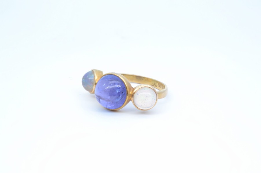 Bottazzi Blondeel Bague Opales Et Tanzanite En Or 18K Bagues Vintage Et De Creation