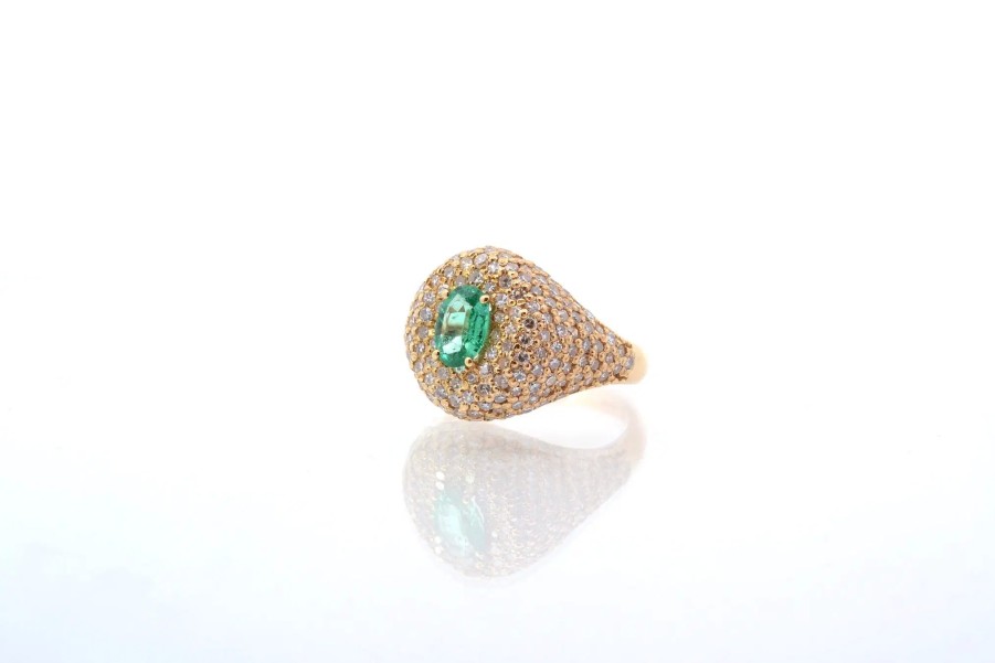 Bottazzi Blondeel Bague Dome Diamants Et Emeraude De Colombie Bagues Vintage Et De Creation