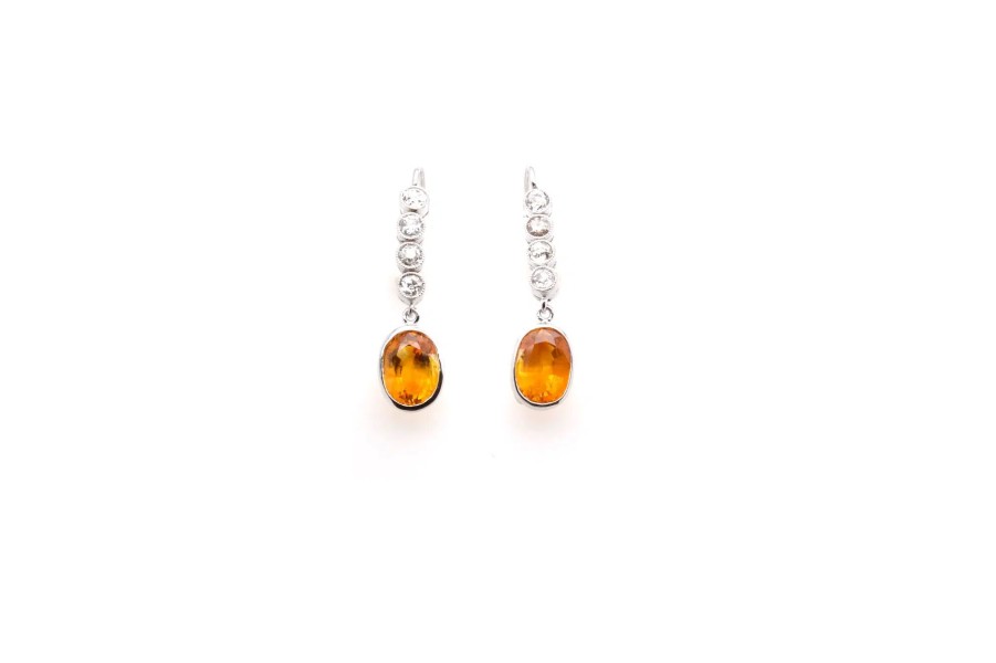 Bottazzi Blondeel Boucles D'Oreilles Saphirs Jaunes Et Diamants Boucles D'Oreilles