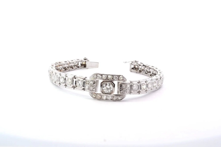 Bottazzi Blondeel Bracelet Ancien Or Et Platine Serti De Diamants Bracelets