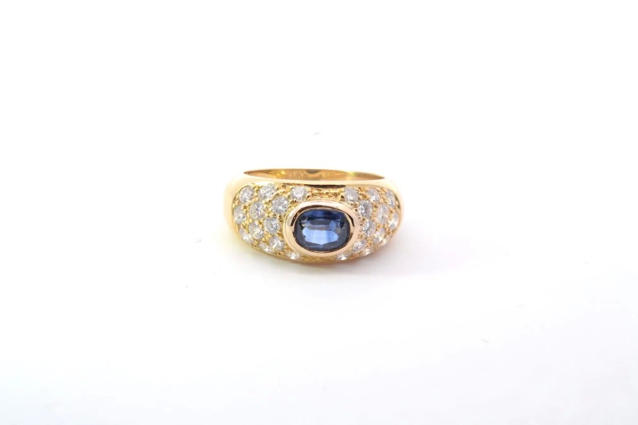 Bottazzi Blondeel Bague Jonc Diamants Et Saphir En Or Jaune 18K Bagues Vintage Et De Creation