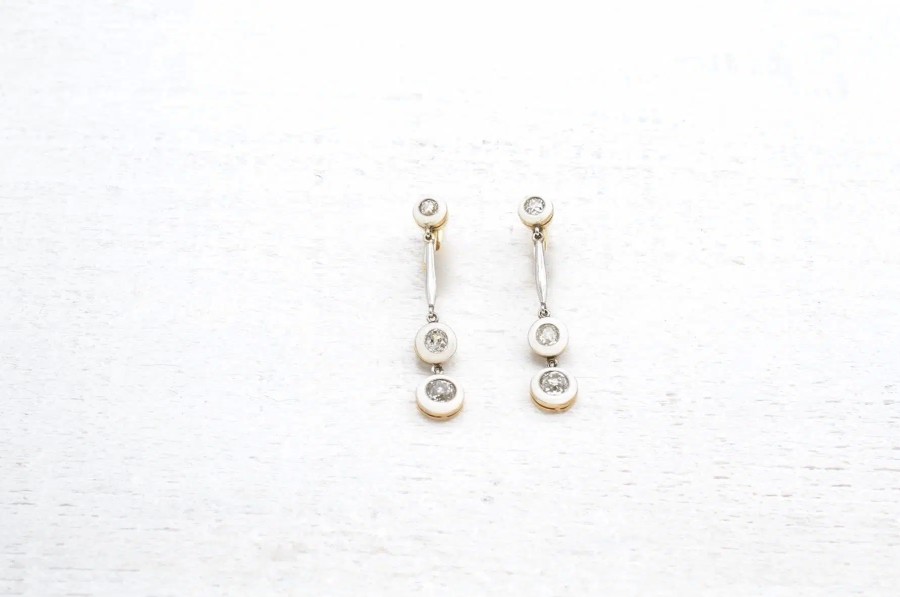 Bottazzi Blondeel Boucles D'Oreilles Diamants Email Et Or Jaune 18K Boucles D'Oreilles