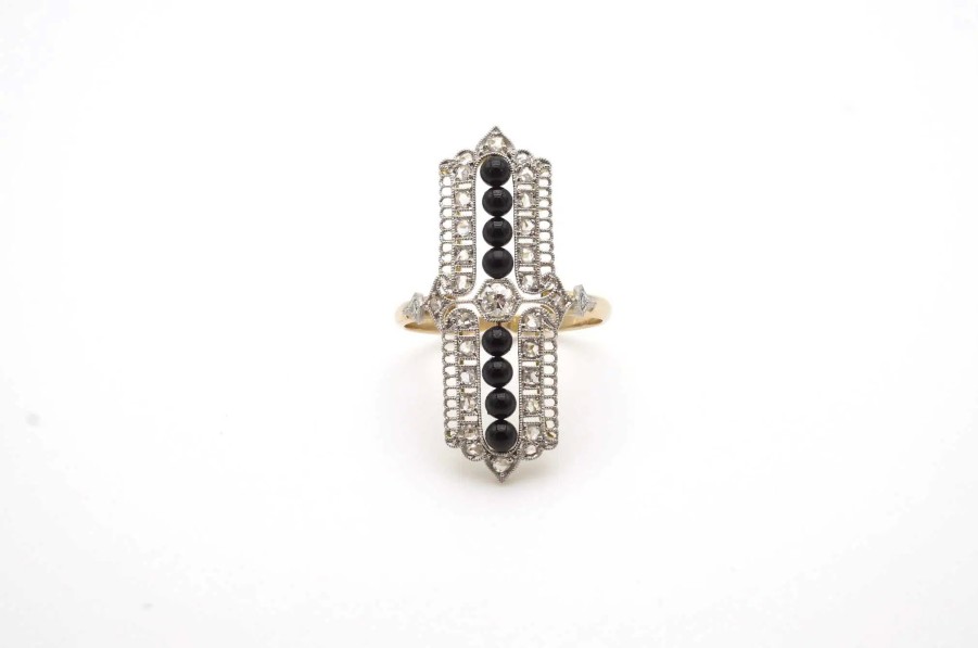 Bottazzi Blondeel Bague Art Deco Onyx Et Diamants Bagues Art Deco