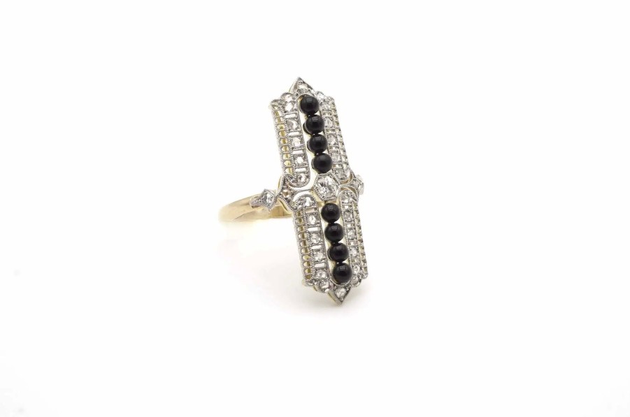 Bottazzi Blondeel Bague Art Deco Onyx Et Diamants Bagues Art Deco