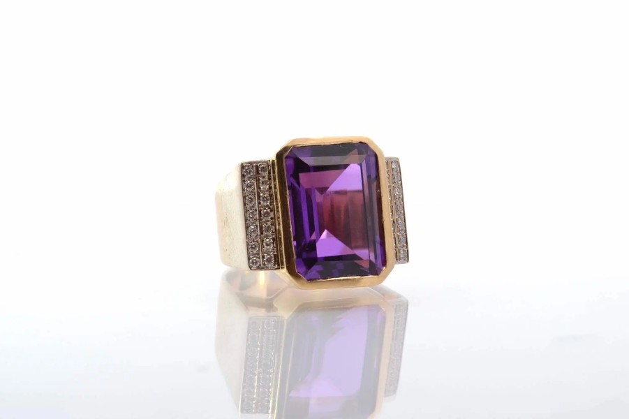 Bottazzi Blondeel Bague Tank Amethyste Et Diamants Bagues Vintage Et De Creation