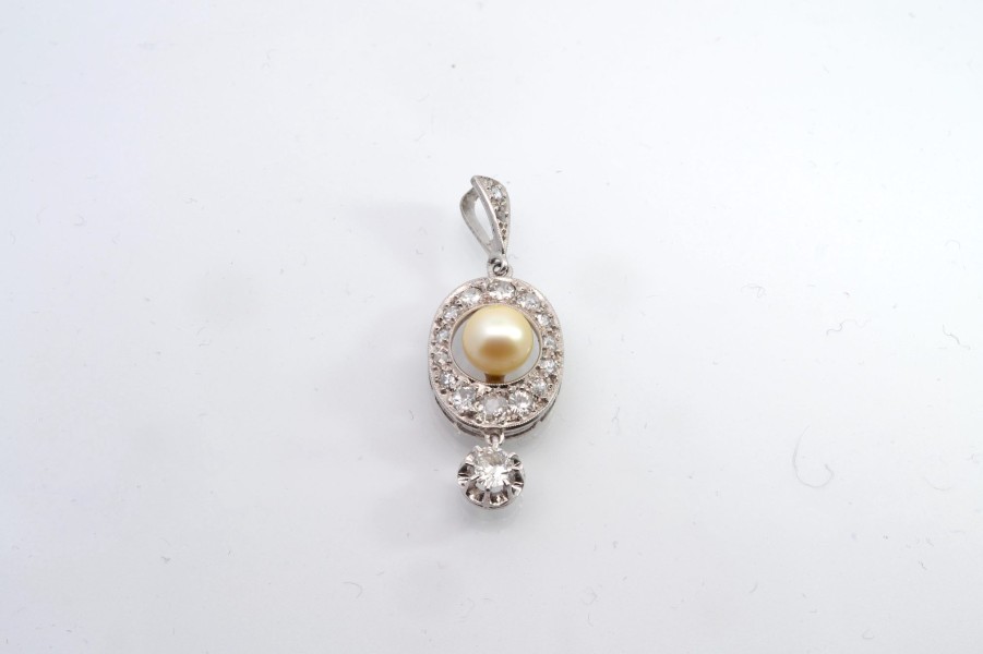 Bottazzi Blondeel Pendentif Ancien Diamants Et Perle Colliers